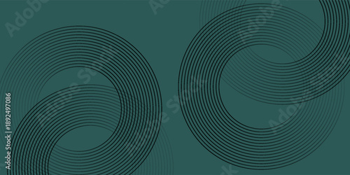 Abstract Geometric Ring Pattern With Concentric Circles On Teal Background For Modern Design