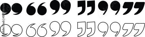 quote mark collection. black quotes icon set. Speech mark. inverted commas symbol Punctuation mark Quotation mark sign
