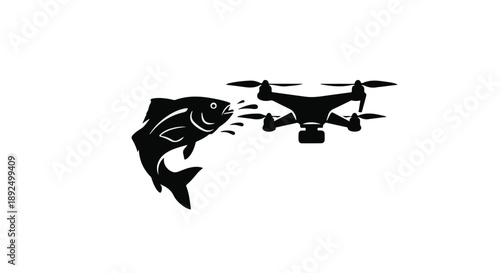 Fish jumping out of water chased by drone