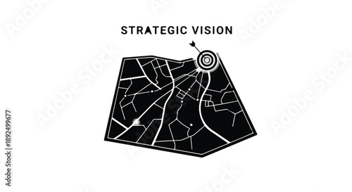 Strategic vision map with highlighted route and target