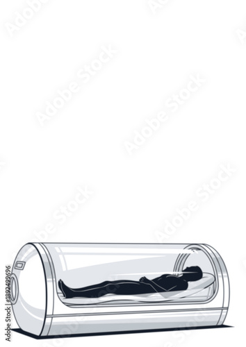 Hyperbaric Oxygen Therapy HBOT Silhouette, Home Longevity Chamber, Recovery Technology and Cellular Health Wellness Vector