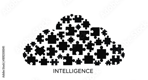 Innovative cloud shaped puzzle pieces forming intelligence concept