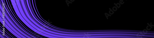 Black background with flowing purple gradient curves. Wavy abstract lines twist and bend, covering half the banner with a dynamic futuristic style.