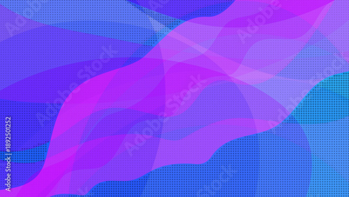 Abstract Blue and Purple Background with Elegant Transparent Fluid Waves and Organic Flowing Curves for Modern Minimalist Graphic Design
