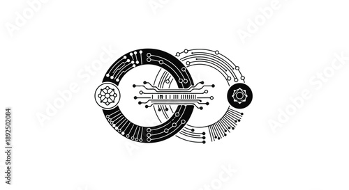 Intricate circular mechanical design with gears and patterns