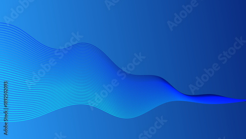 Abstract Blue Gradient Background Featuring Elegant Wavy Thin Lines with Smooth Fluid Motion and Modern Minimalist Aesthetic for Professional Graphic Design