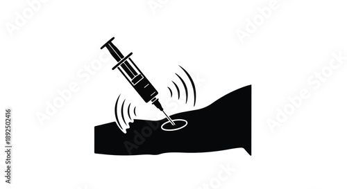 Medical injection symbol with dynamic lines