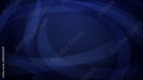 Abstract Dark Blue Background with Elegant Transparent Fluid Curves and Circular Swirl Patterns for Professional Minimalist Graphic Design