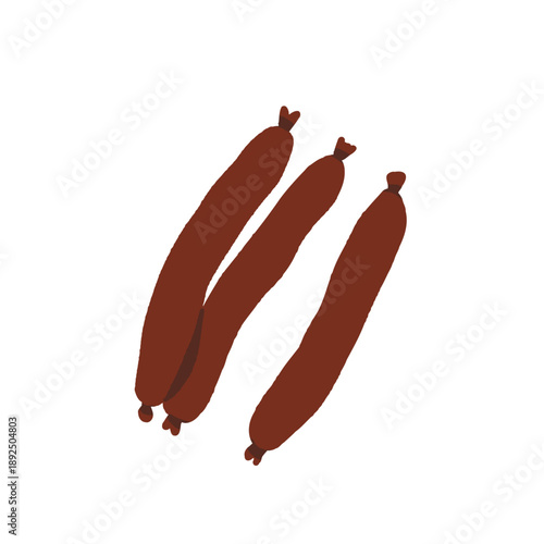 Meat products. Vector icon set of steak, salami, pork, chicken, chorizo, ham, bbq frankfurters sausages, pepperoni. Meat market, butchery menu, shop products, grill bar. Barbecue delicatessen