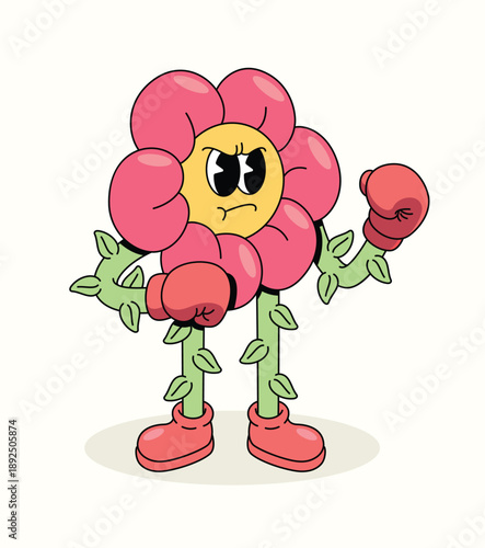 flower boxer groovy cartoon illustration