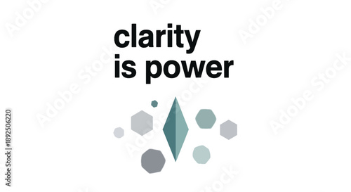 Clarity is power text with abstract geometric shapes and diagram