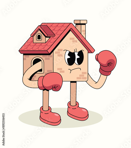 house boxer groovy cartoon illustration