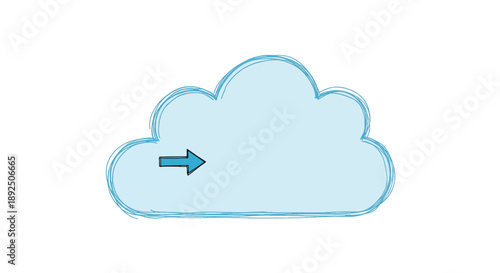 Light blue cloud with arrow, representing cloud computing or data transfer