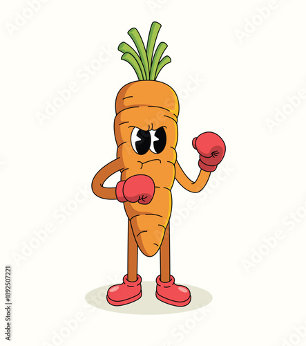 carrot boxer groovy cartoon illustration