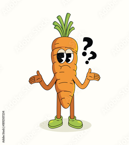 carrot shrugging groovy cartoon illustration