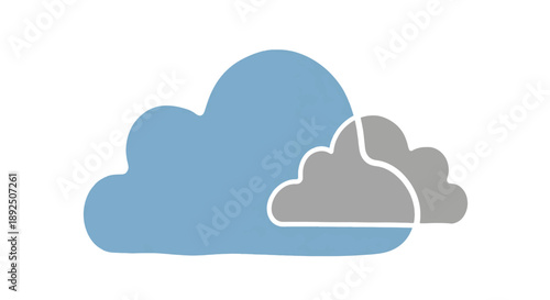 Two stylized clouds, one blue and one grey, representing weather or data.