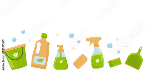 Eco-Friendly Cleaning Supplies Vector Set