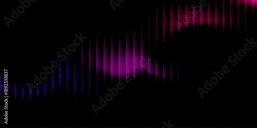 Abstract deep magenta and midnight violet luminous wave on black background, futuristic vertical fins with soft glow and ribbed glass texture for elegant tech design