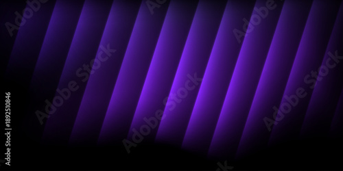 Abstract deep violet and royal purple diagonal slats on black background, luxury luminous ridges with soft glow and sleek metallic texture for premium backdrop