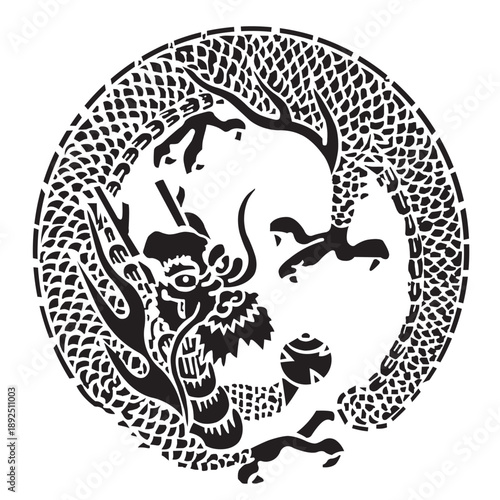 日本の伝統的な家紋「竜」のイラスデータ