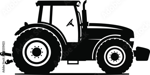 Tractor silhouette isolated on transparent background