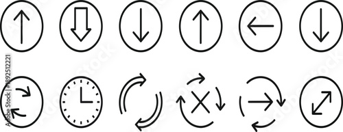 Directional arrows and clock icons