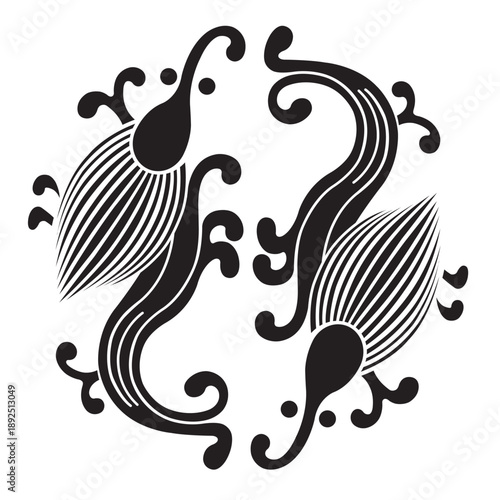 日本の伝統的な家紋「竜」のイラスデータ