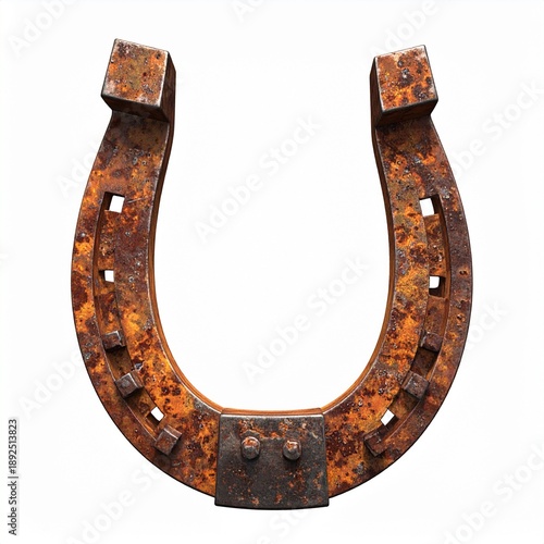 Old Rusty Horseshoe Isolated on White Background.