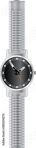 An elegant wrist watch with silver casing and black inner case 
