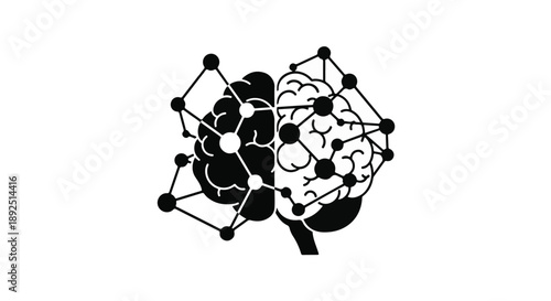 Abstract brain network illustration with connected nodes and lines