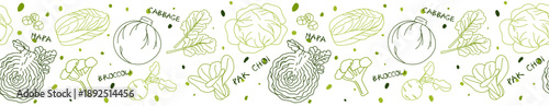 Green Cabbage Varieties Seamless Border