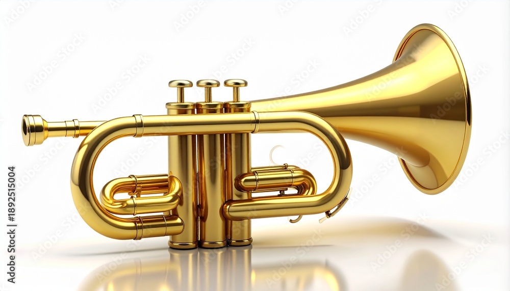 Naklejka premium Golden Brass Trumpet Isolated on White