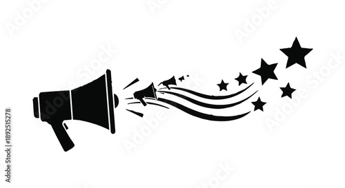 Megaphone announcing stars and celebration