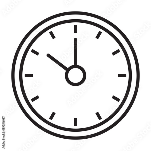 A minimalist clock icon set against a clean white background silhouette vector outline icon use as a symbol, web graphic design, and infographic icon