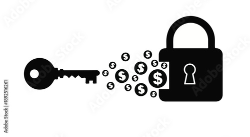Unlocking financial freedom with key and padlock