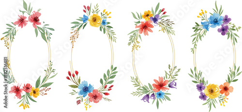 Colorful Floral Vector Pattern with Flowers and Leaves on White Background