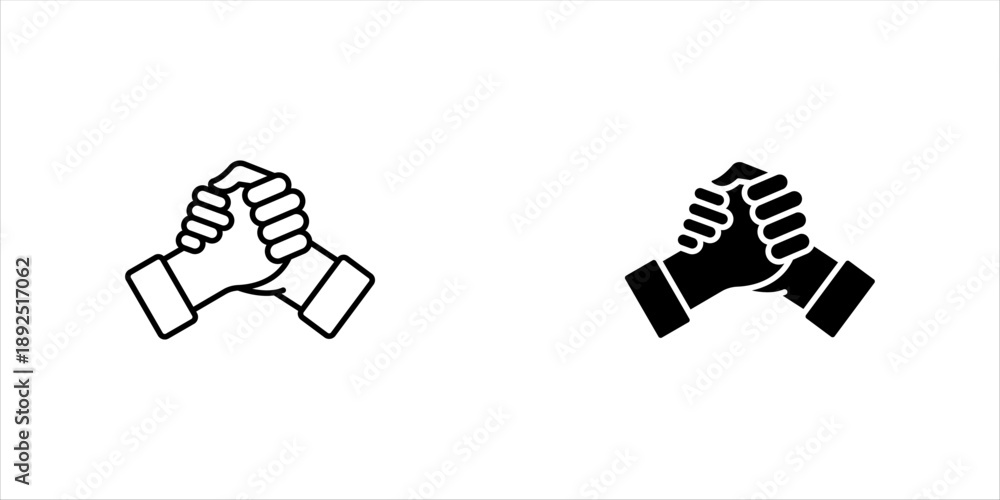 Fototapeta premium Handshake vector set. Handshake partnership icon. Handshake icon. Business deal symbol black and white illustration