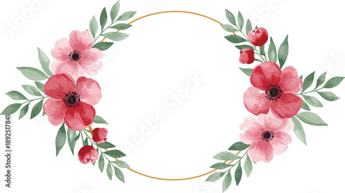 Red Flower Wreath Decorative Floral Frame