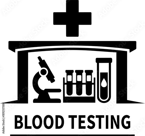 Blood Testing Laboratory Black and White Hospital Icon