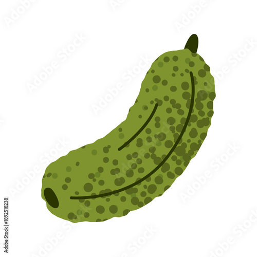 Fresh cucumber vegetable illustration. Cartoon flat illustration of a green cucumber with textured skin, suitable for cooking, food design, healthy lifestyle, and natural concepts.