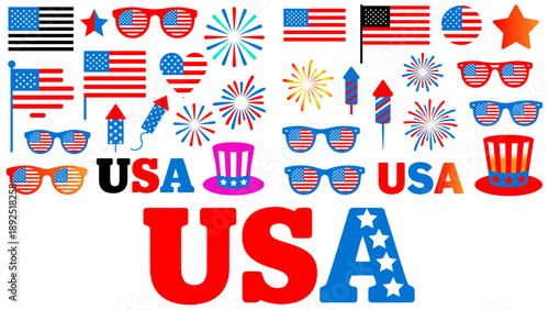 Patriotic American Celebration Icons american flag