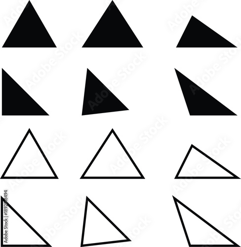 Triangle Types Vector Bundle – Geometric Shapes Set (Equilateral, Isosceles, Scalene, Right, Acute, Obtuse)