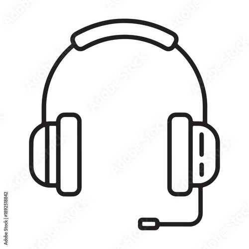 A customer service representative wearing a headset silhouette for support vector outline icon use as a symbol, web graphic design, and infographic icon