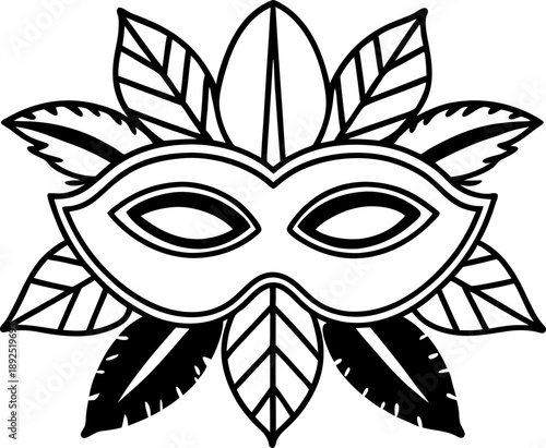 Carnival mask with decorative feathers, masquerade festival accessory, abstract costume element for celebration