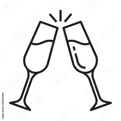 A businessperson celebrating a successful deal with champagne in a modern office vector outline icon use as a symbol, web graphic design, and infographic icon