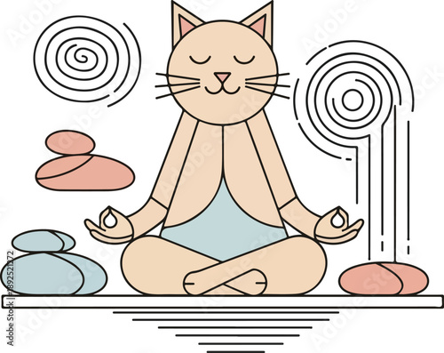 cat, meditation, yoga, zen, spirit, serene, swirl