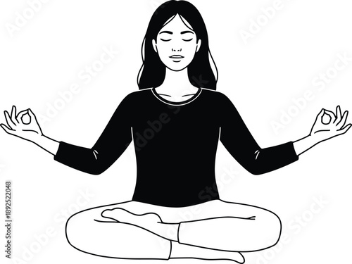 Woman practicing meditation in lotus position