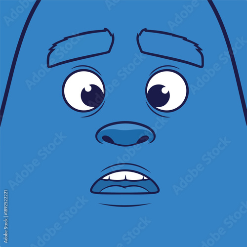Close-up of a cartoon character's face expressing surprise or shock, illustration
