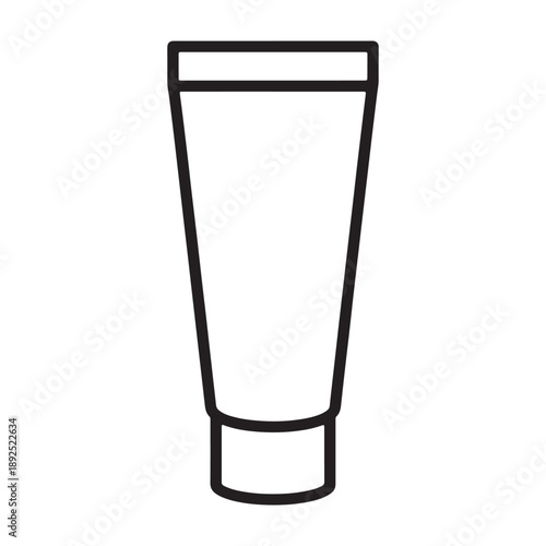 A simple black and white illustration of a cosmetic tube silhouette vector outline icon use as a symbol, web graphic design, and infographic icon