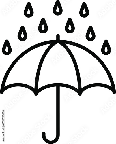 Simple line drawing of umbrella in the rain